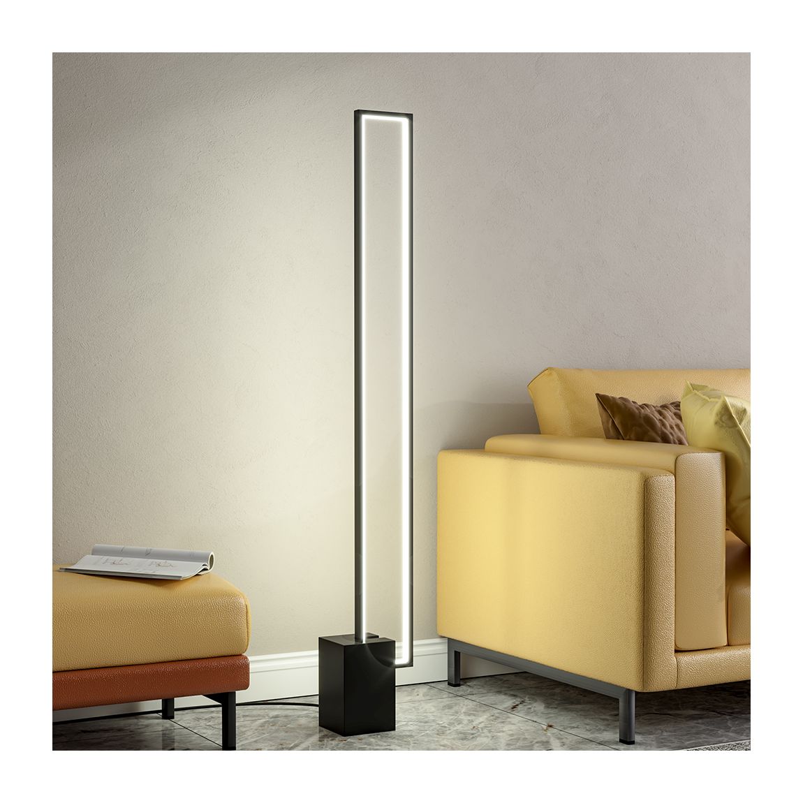 Rectangular LED Floor Lamp with Black Base main product photo