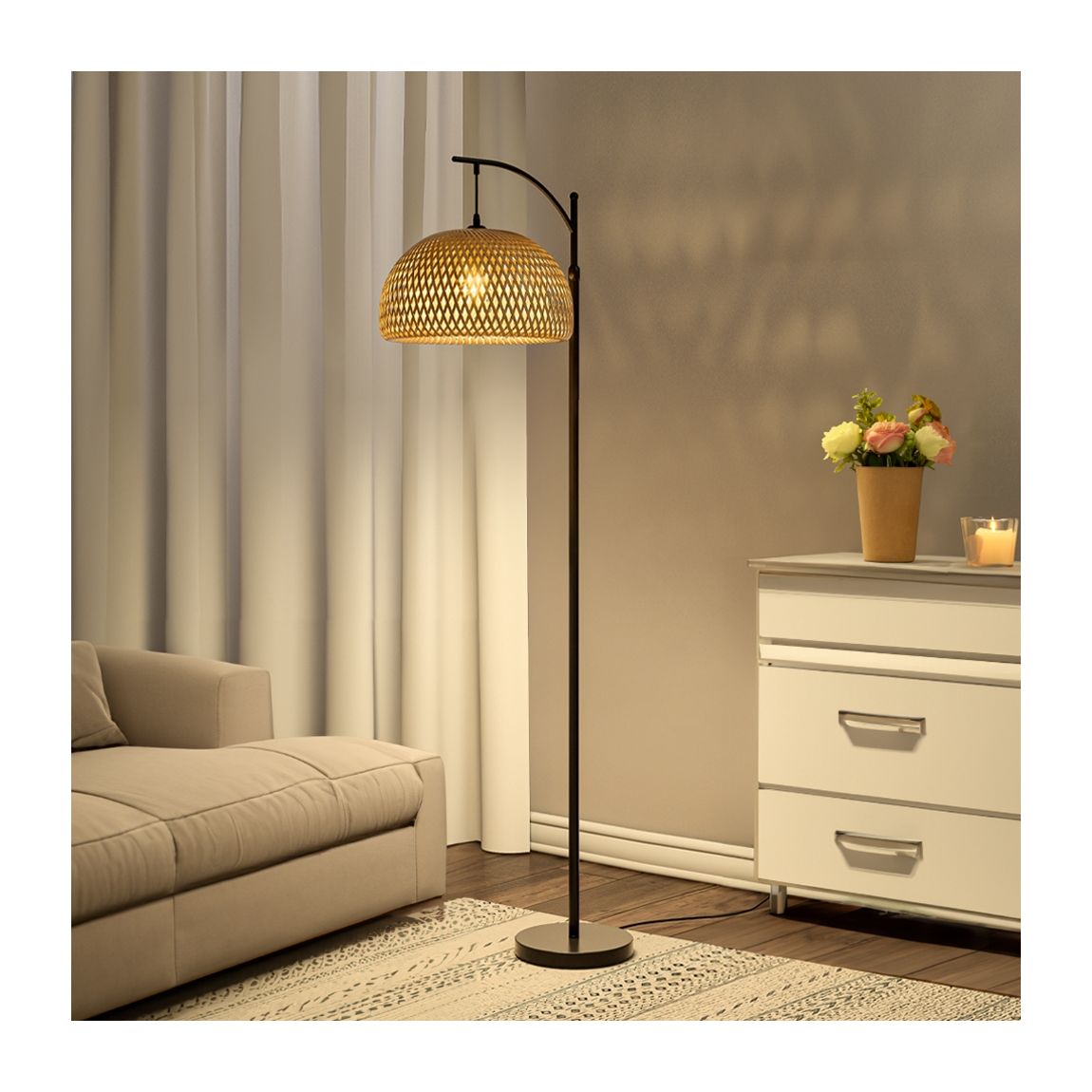 Traditional Woven Rattan Floor Lamp main product photo