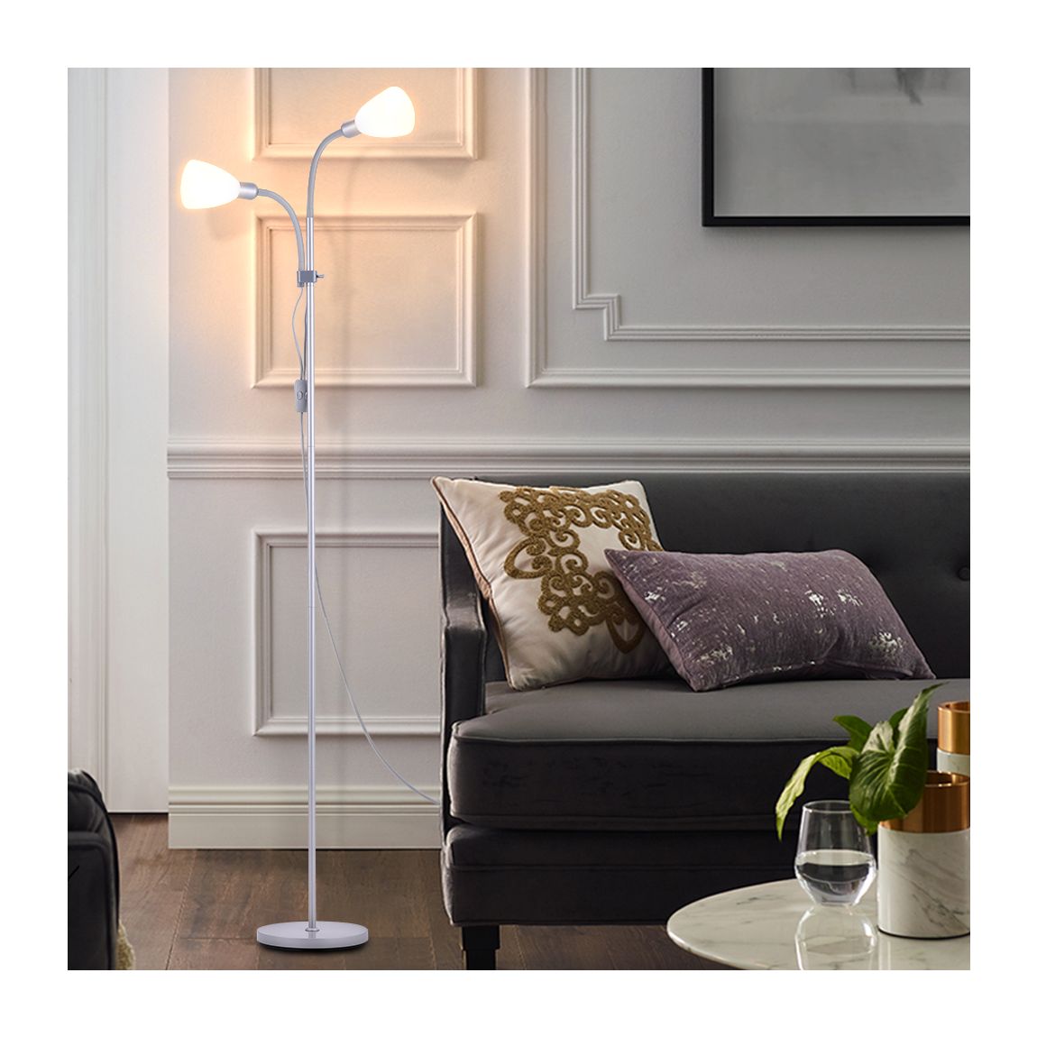 Modern 2 Head Standing Floor Lamp main product photo