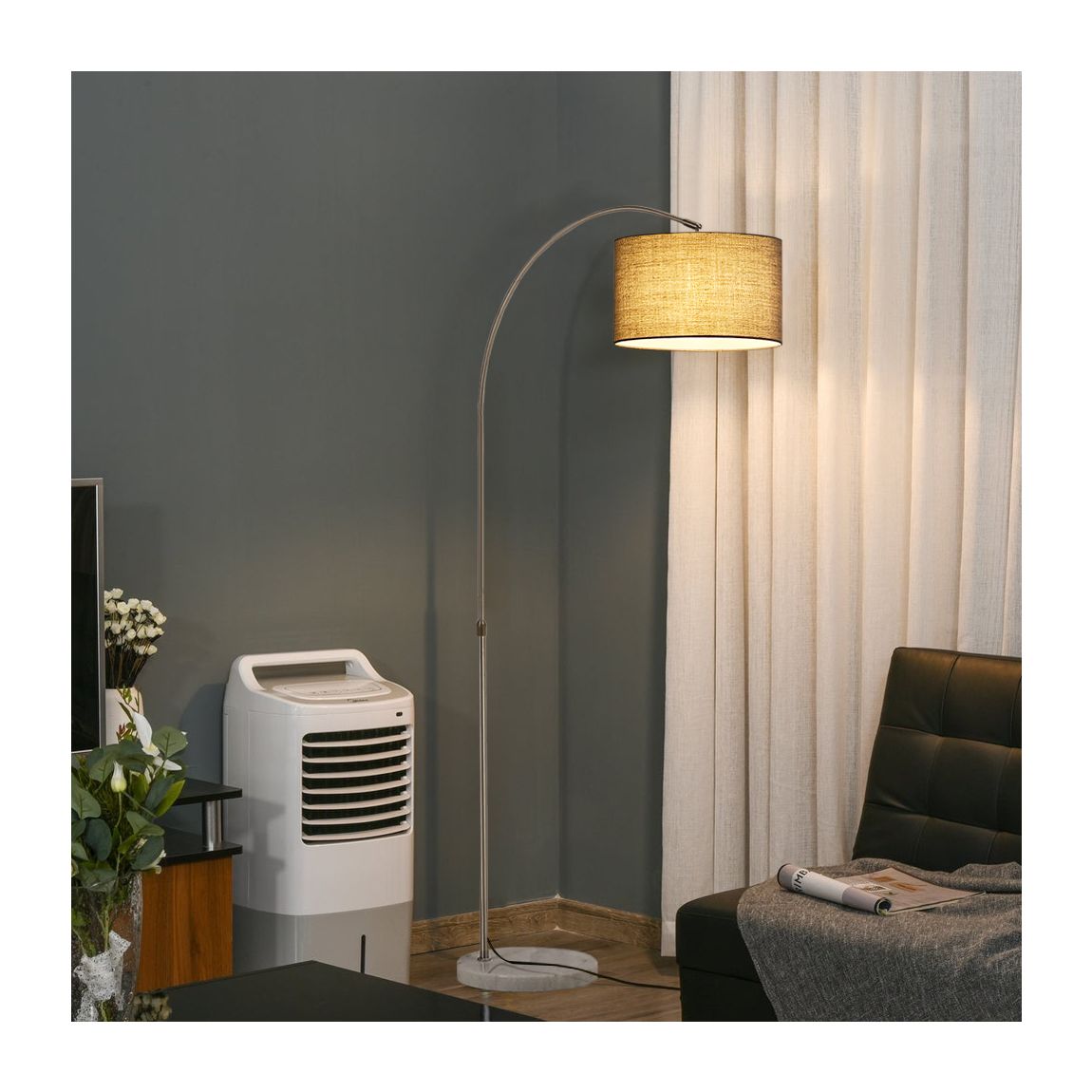 Arched Floor Lamp Marble Base with Shade main product photo