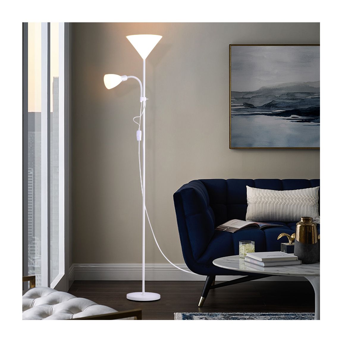 Modern 2 Head Standing Floor Lamp main product photo