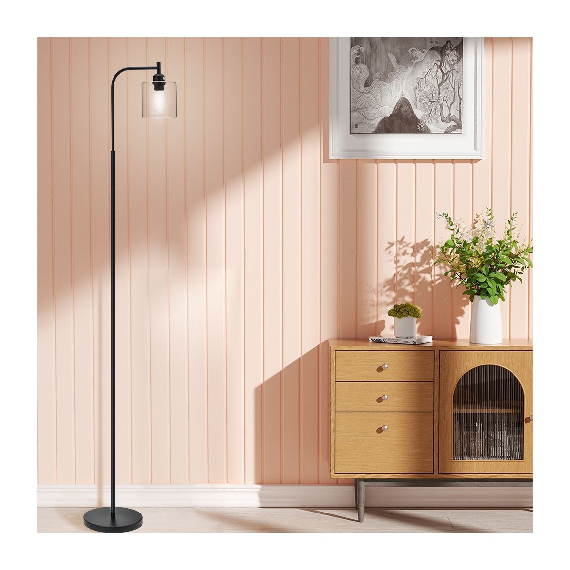 Minimalist Floor Lamp with Glass Lampshade main product photo