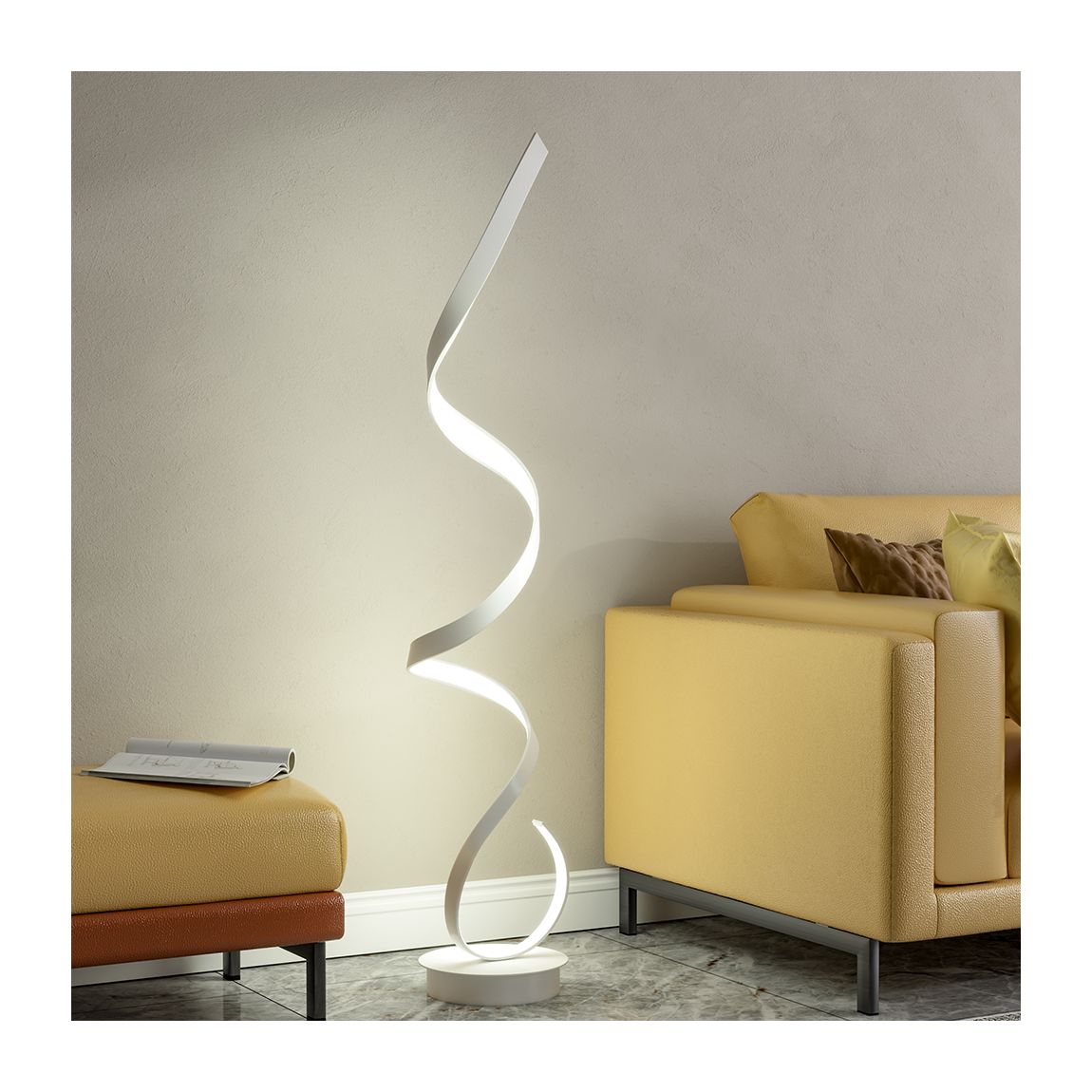 Modern LED Spiral Floor Lamp in White Light main product photo