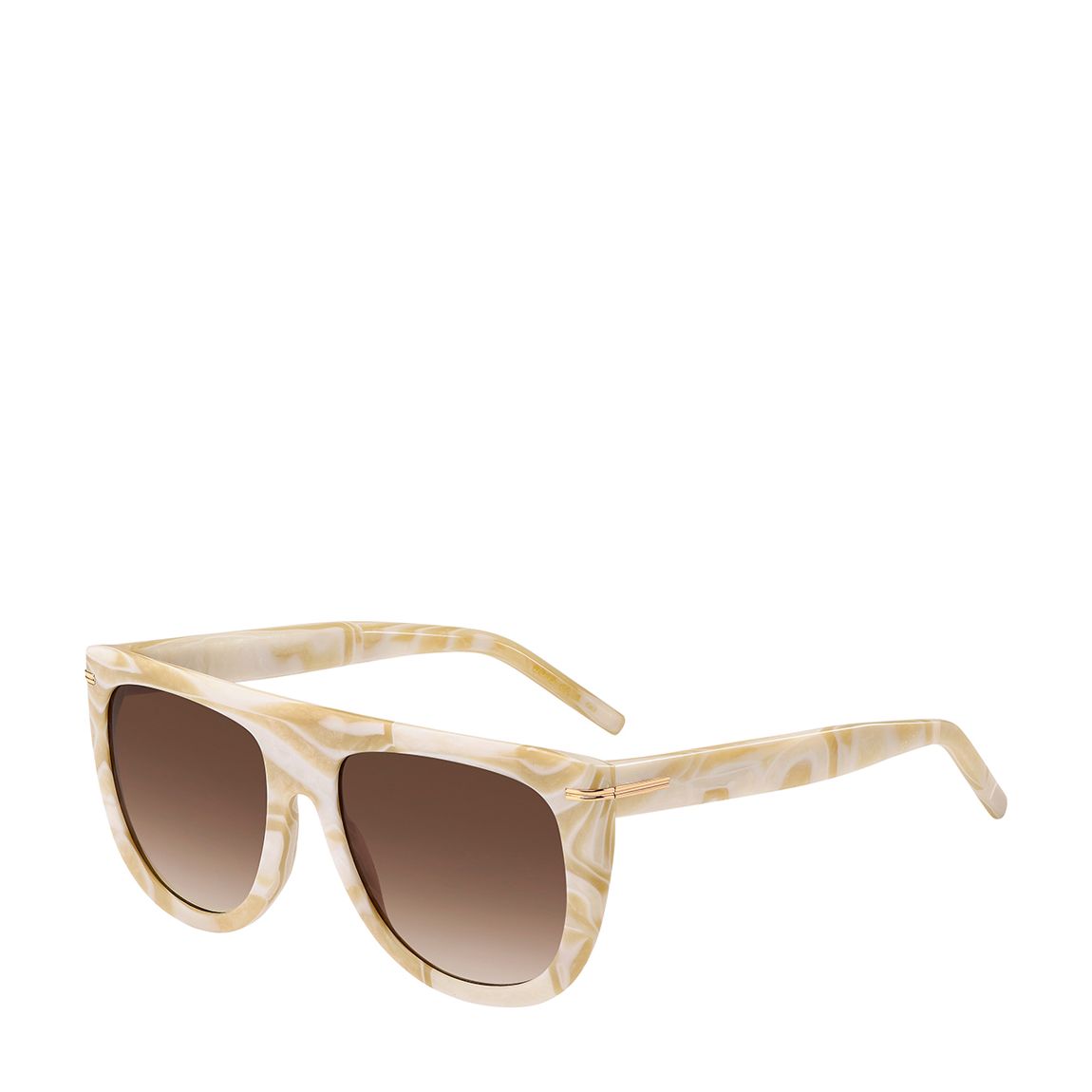 Women's Pearled Beige White Square Flat Top Sunglasses 56mm main product photo