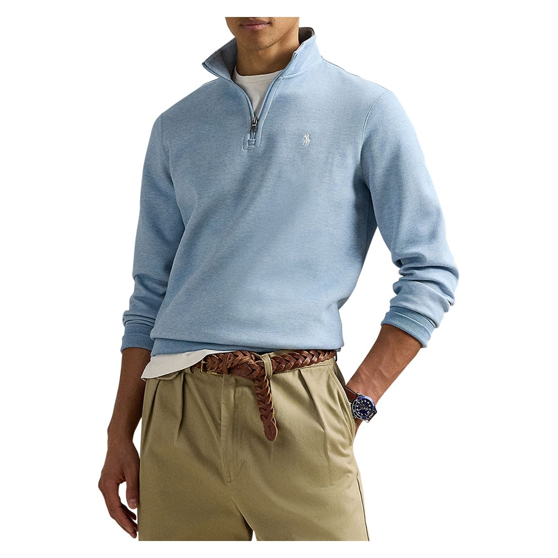 Blue Half Zip Double Knit Sweatshirt main product photo