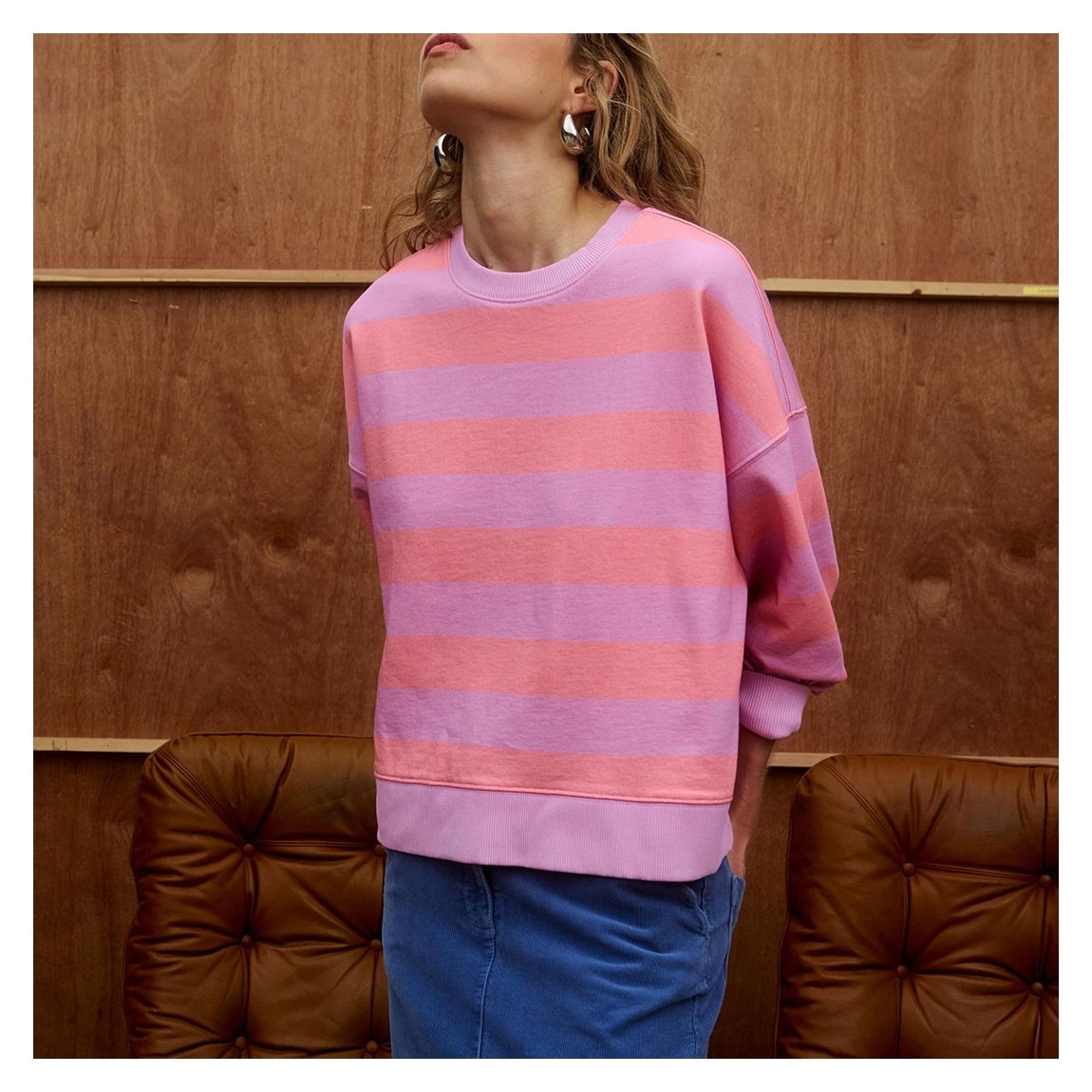 Pink Washed Striped Sweater main product photo