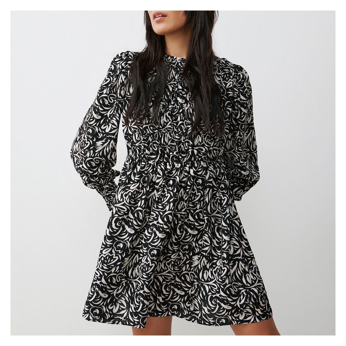 Black Swirl Print Mini Dress main product photo