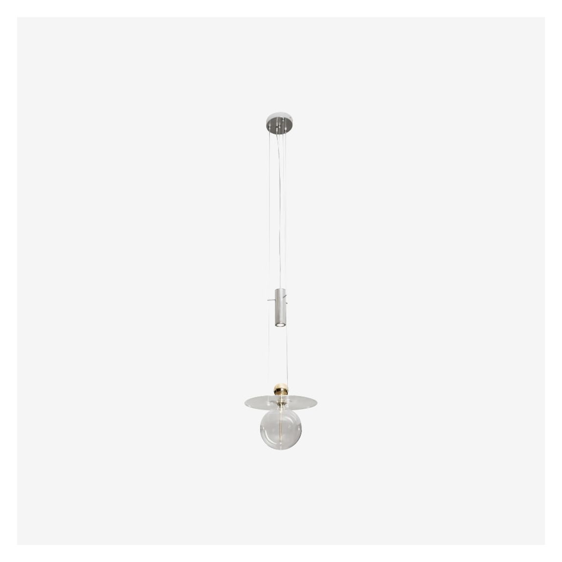 Perfume Globe Pendant Light in Gold Caps & Sphere Transparent Glass main product photo