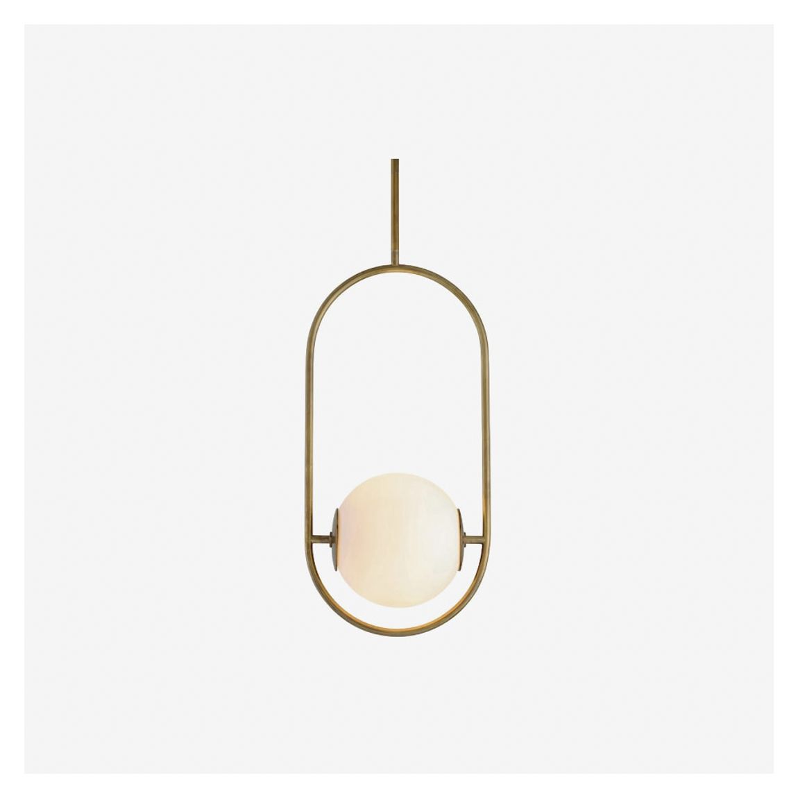 Ashwell Pendant Light in Vintage Brass and Opal White Glass main product photo