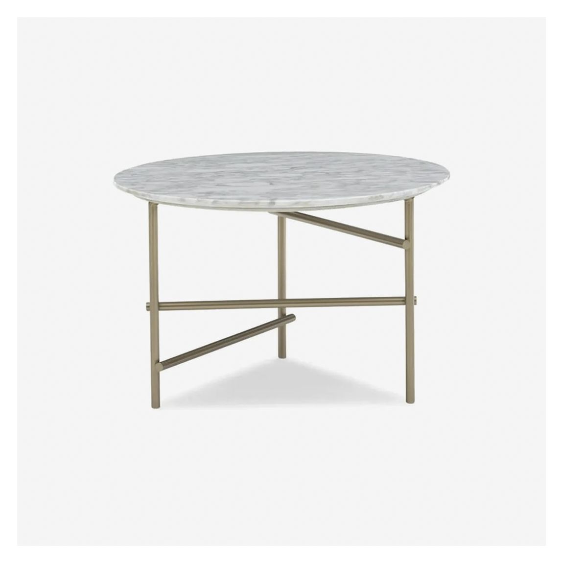Mercia Round Coffee Table in Caracasta White Marble & Lucent Bronze Metallic main product photo