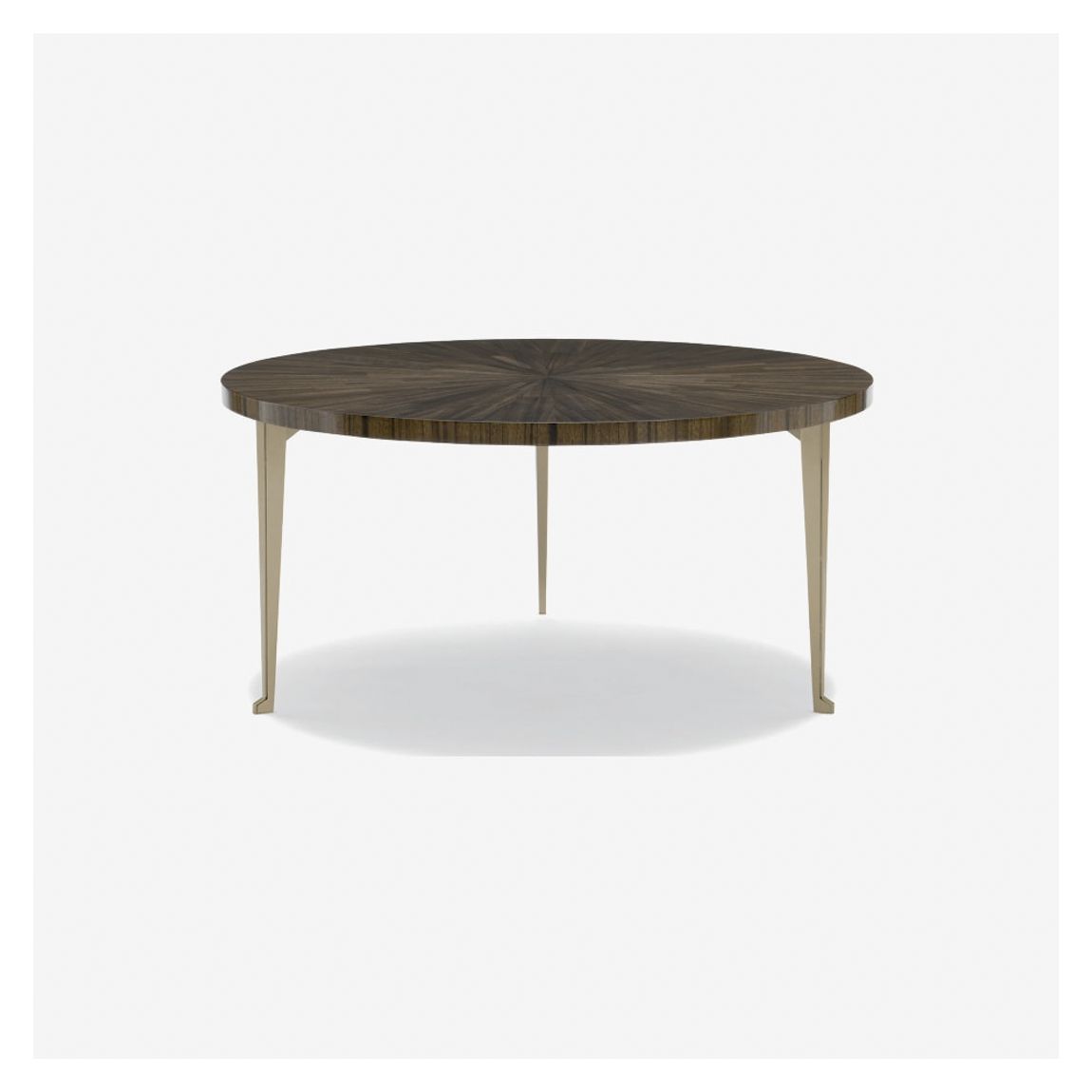 Chas Large Round Coffee Table in Galway Veneer & Golden Shimmer Legs main product photo