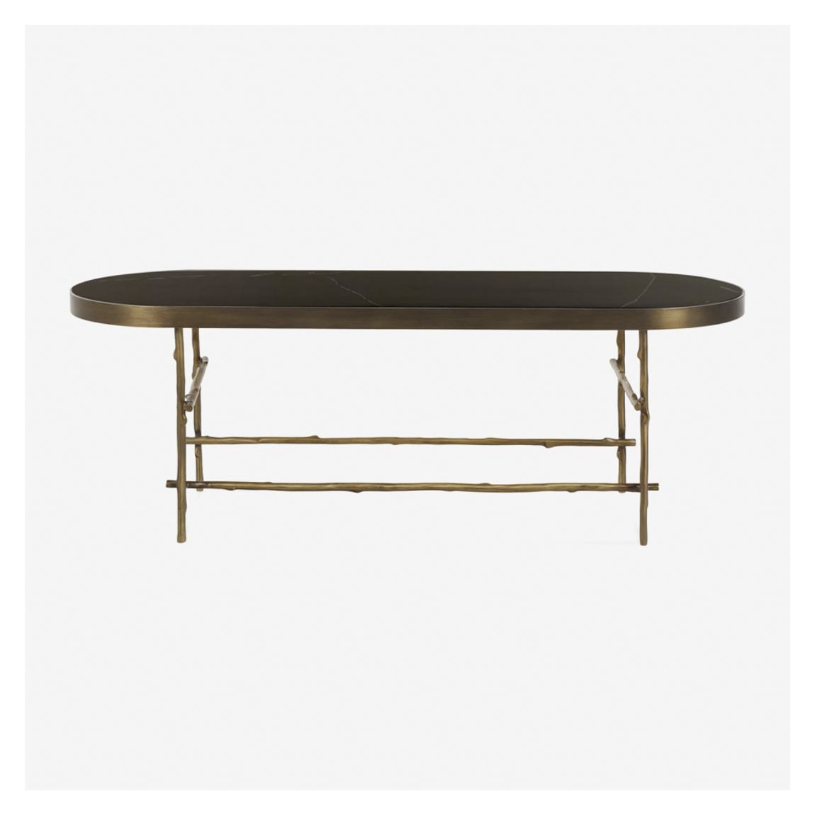 Tomasso Oval Coffee Table in Nero Marquina Marble & Gold Finish main product photo