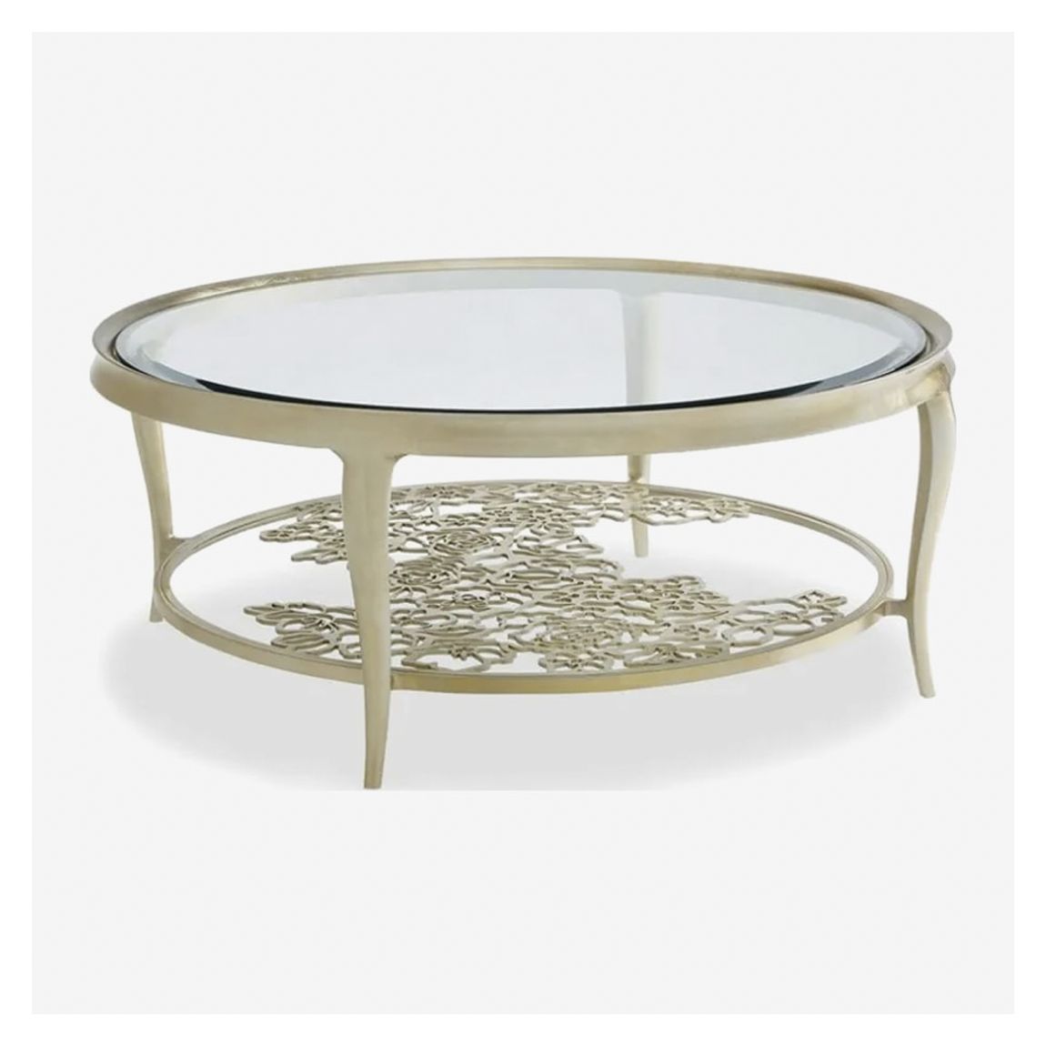 Watergate Round Coffee Table in Oracle Silver Leaf & Clear Glass Top main product photo