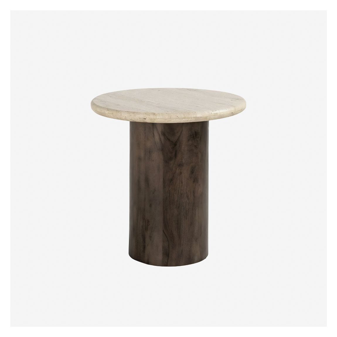 Douglas Side Table in Travertine Top & Dark Mango Wood Base main product photo