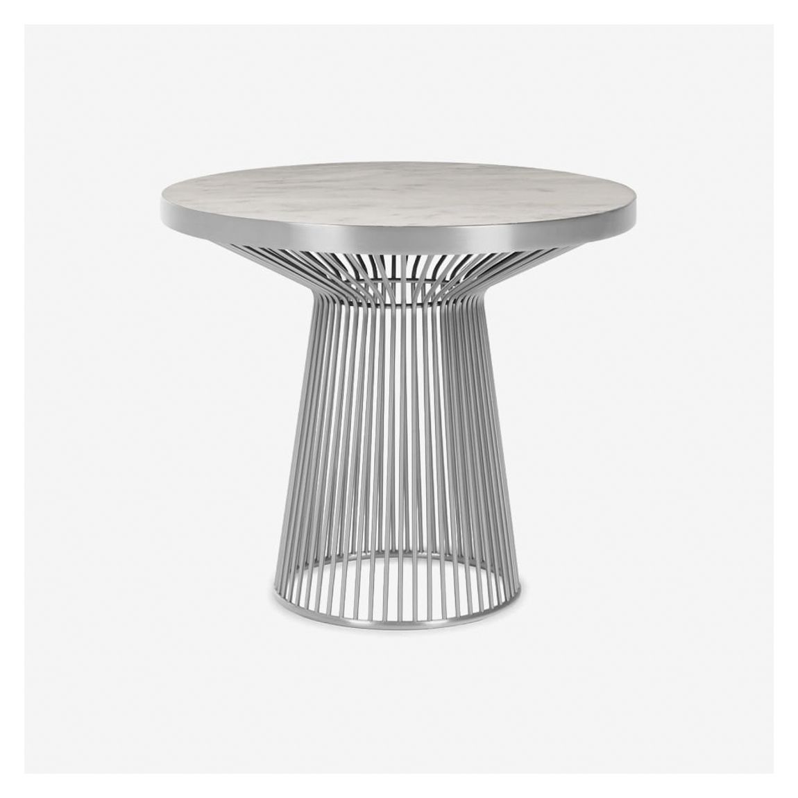 Sequence Side Table in Cortina White Marble Effect & Chrome Finish main product photo