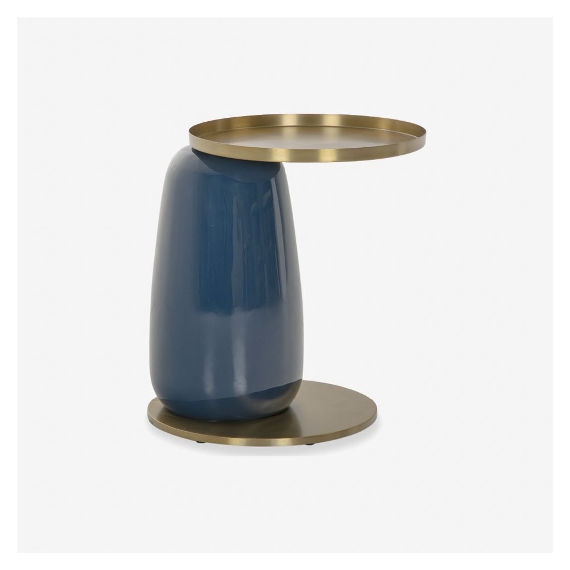 Nairobi Side Table in Painted Blue & Brushed Brass main product photo