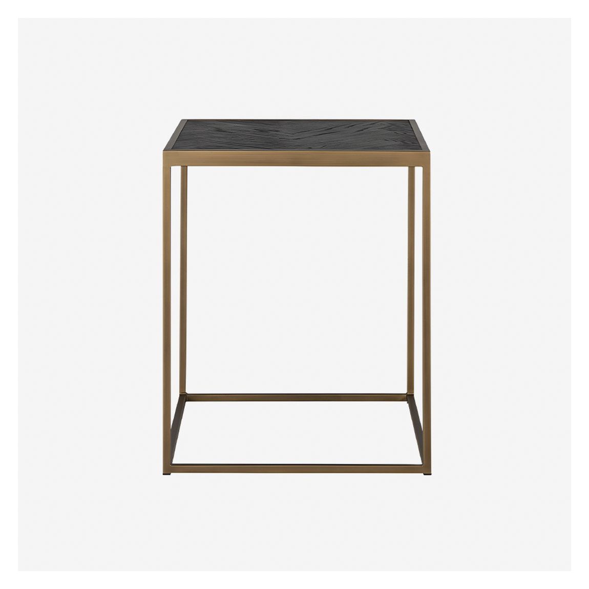 Blackbone Side Table in Black Rustic Oak & Brushed Brass Finish main product photo