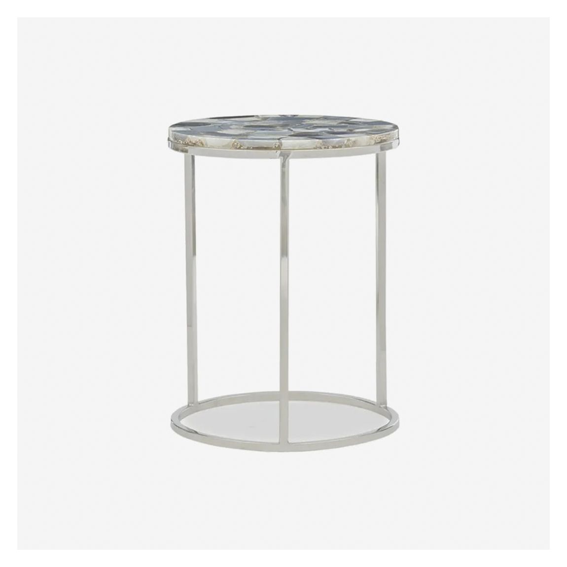 Shervage II Side Table in Grey Agate & Polished Stainless Steel main product photo