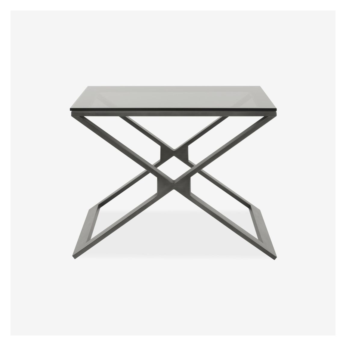 Camile Side Table in Brushed Pewter & Grey Glass main product photo