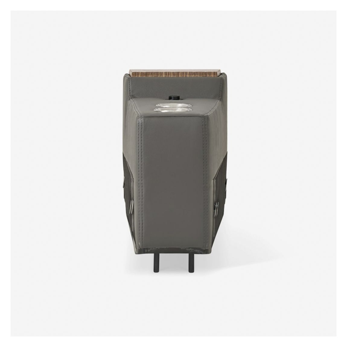 Odeon Table Module in Butterfly Iron Grey Leather & Canaletto Walnut main product photo