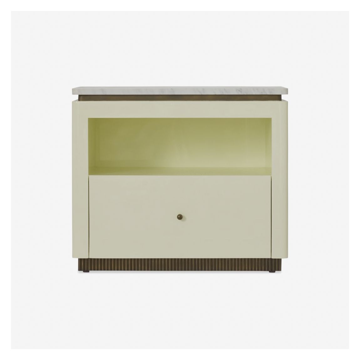 Picard Bedside Table in White Carrara Marble & Ivoire Lacquer main product photo