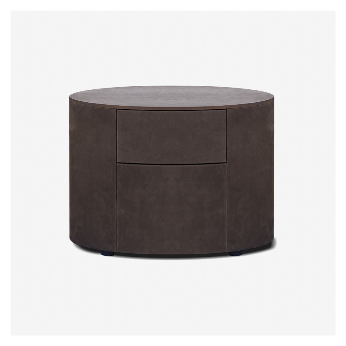 Moon Bedside Table in Natvelour Brown Leather & Smoked Ash Wood main product photo
