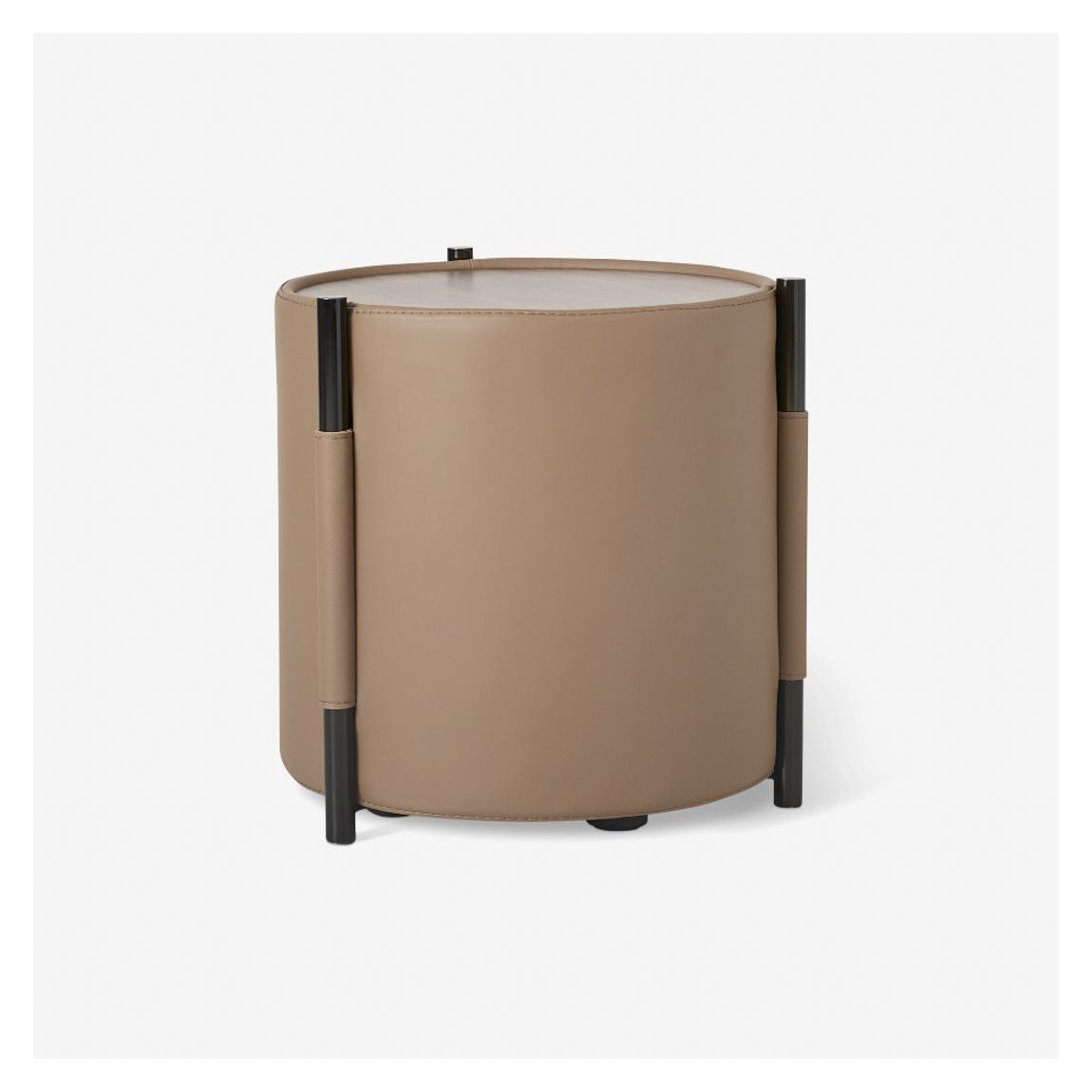 Manfi Bedside Table in Canaletto Walnut & Suave Brown Leather main product photo