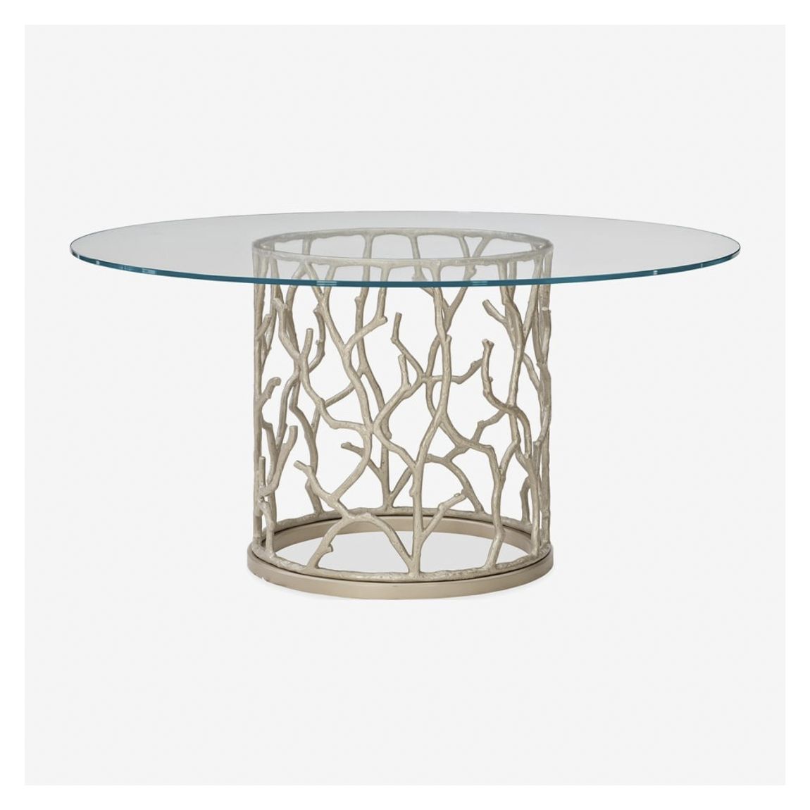 Alice Holt 4-6 Seat Round Dining Table in Beige Metallic & Tempered Glass Top main product photo