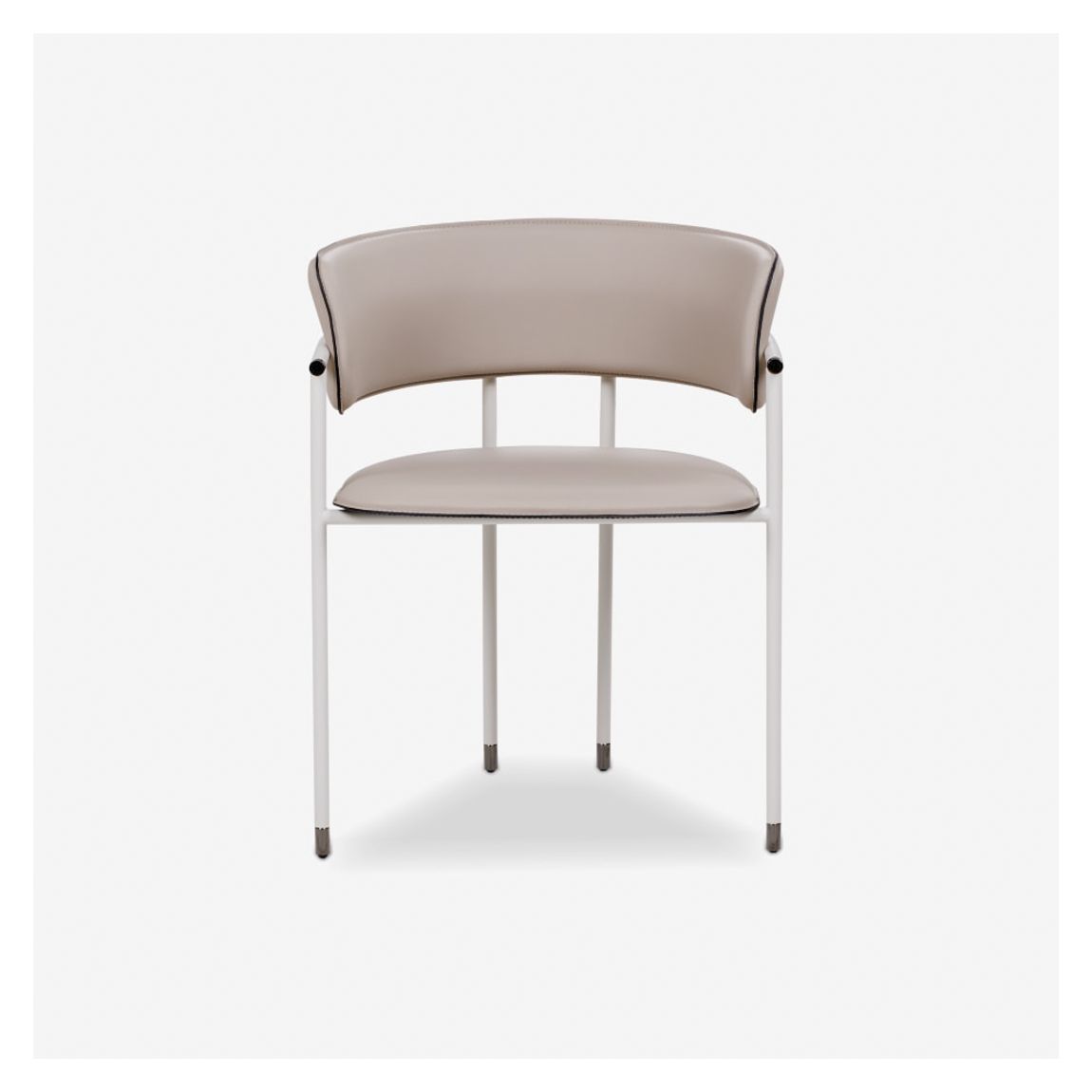 Mac Carver Dining Chair in Soffio Cream Leather & Polished Chrome main product photo