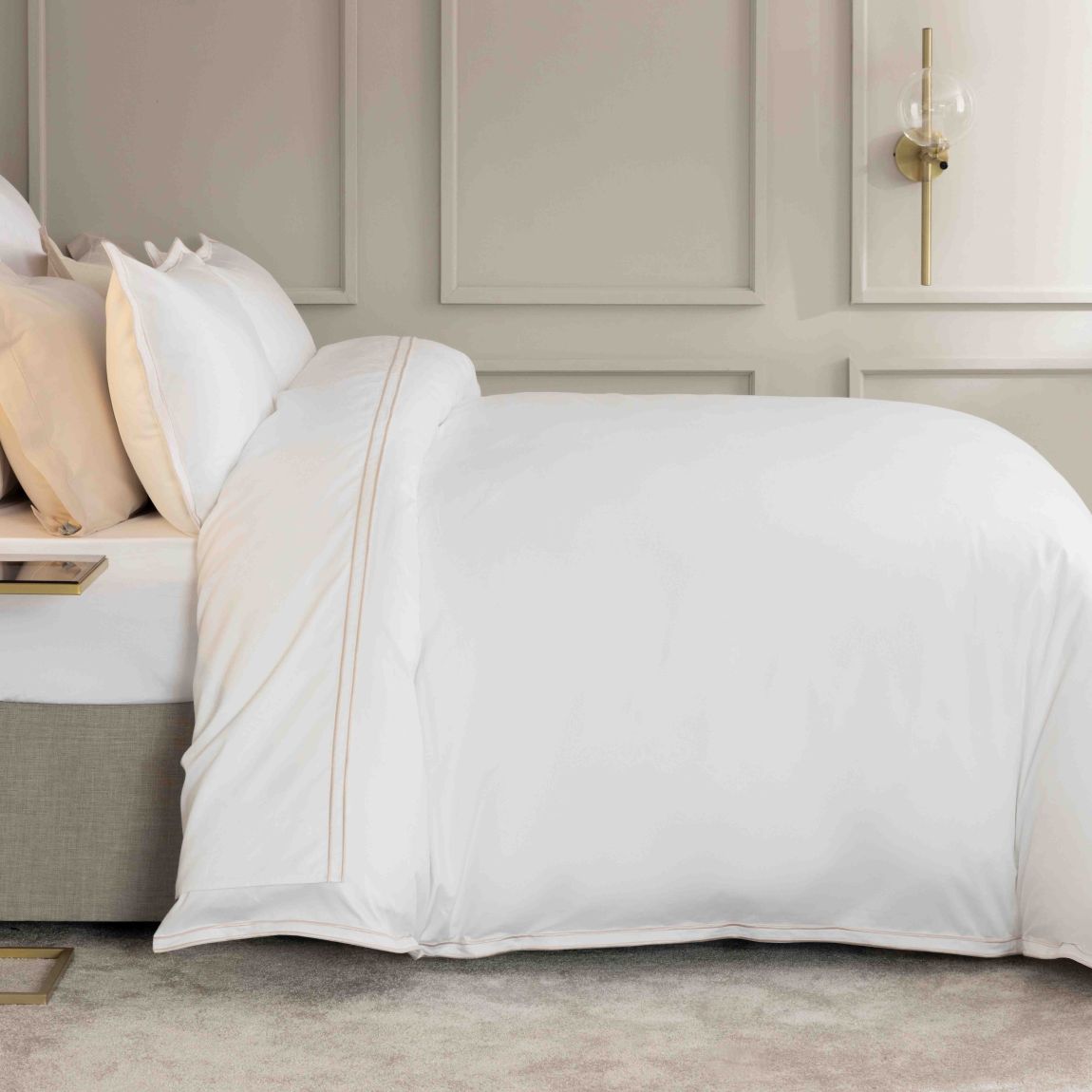 Belledorm Egyptian Cotton Savoy Duvet Set, Single Oyster main product photo