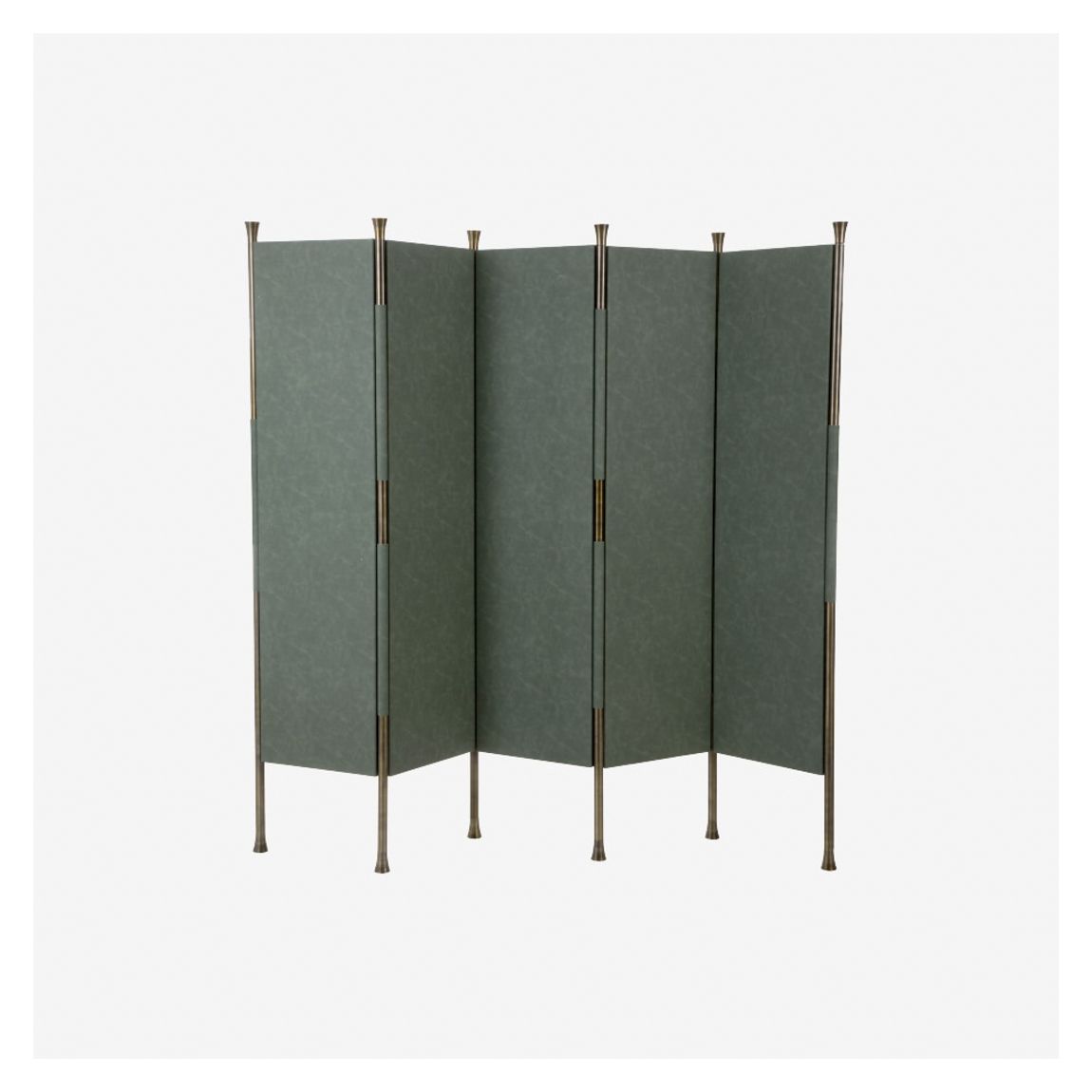 Faye II Folding Screen in Green Faux Leather & Brass Frame main product photo