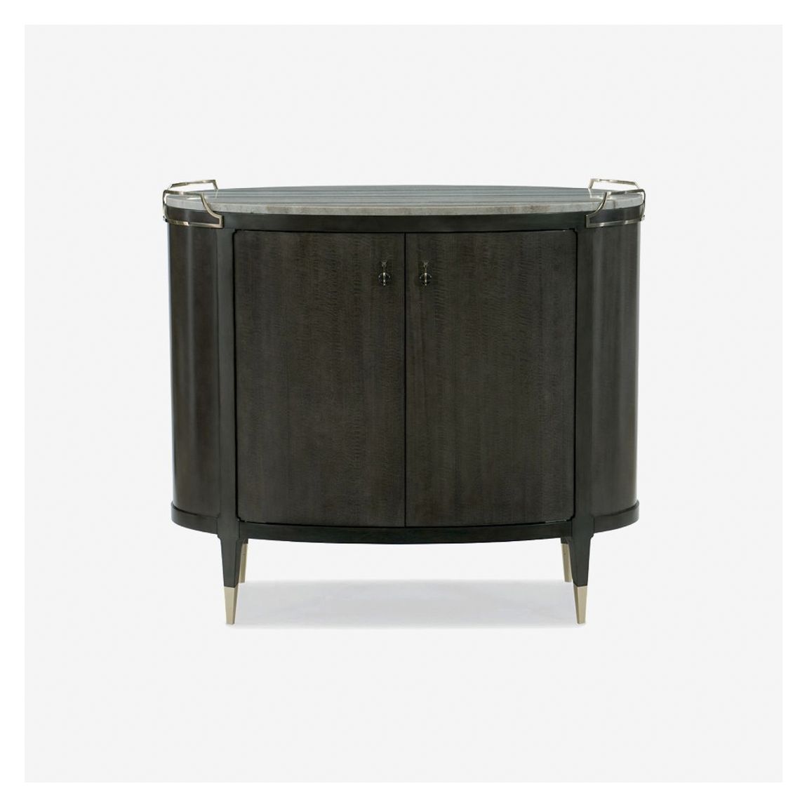 Maddox Drinks Cabinet in Charcoal Anegre Wood & Sand Stone Top main product photo