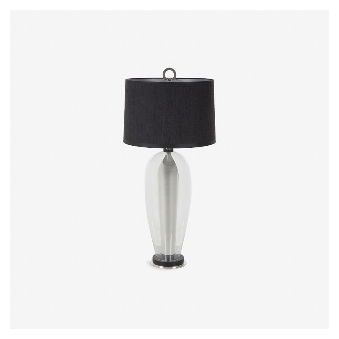 Concave Table Lamp in Glass & Black Silk Shade main product photo