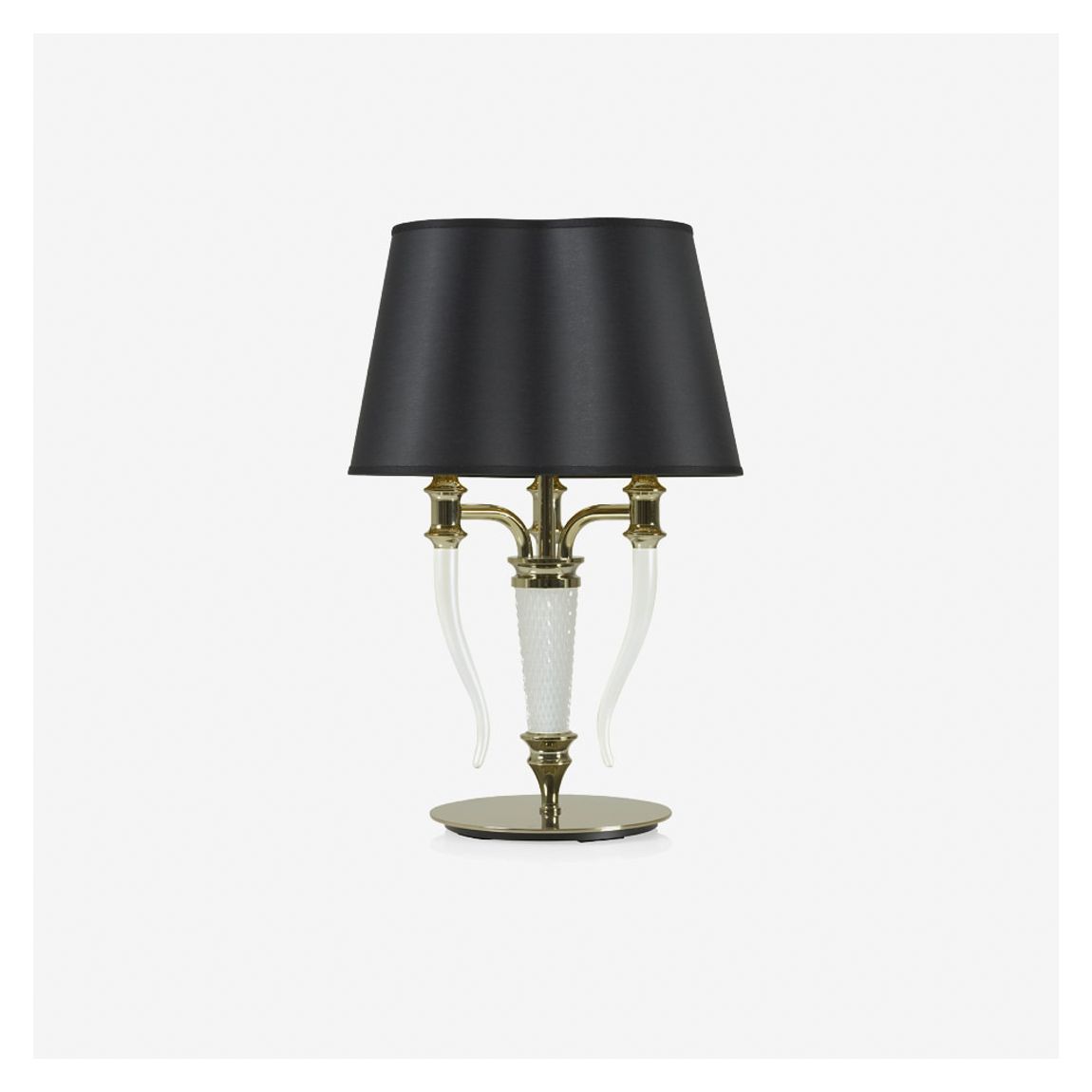 Esmeralda Table Lamp in White Oyster and Black Silk Shade main product photo