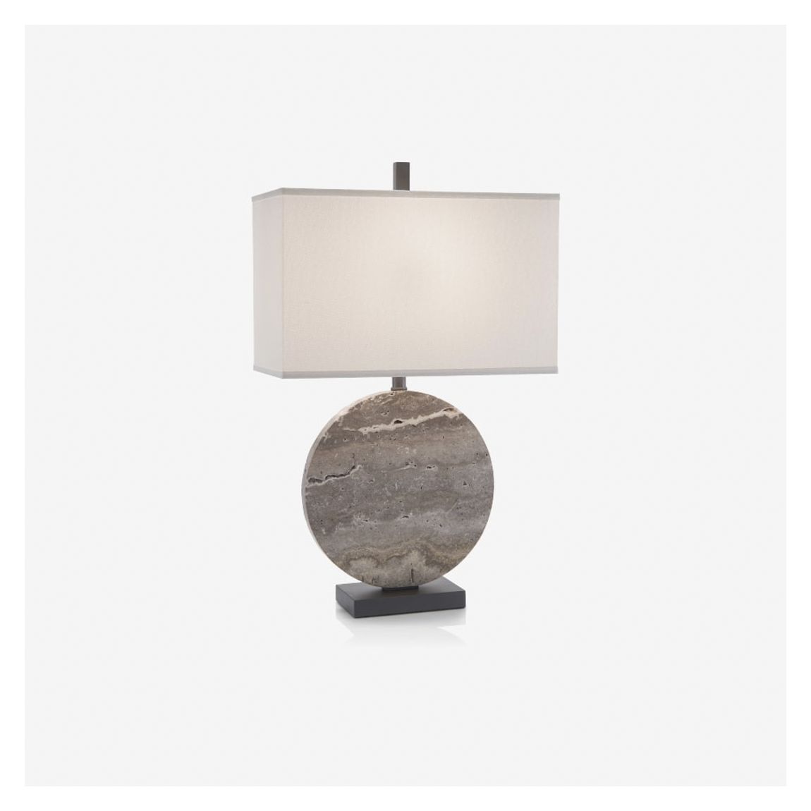 Hasan Table Lamp with Concrete Disk & White Linen Shade main product photo