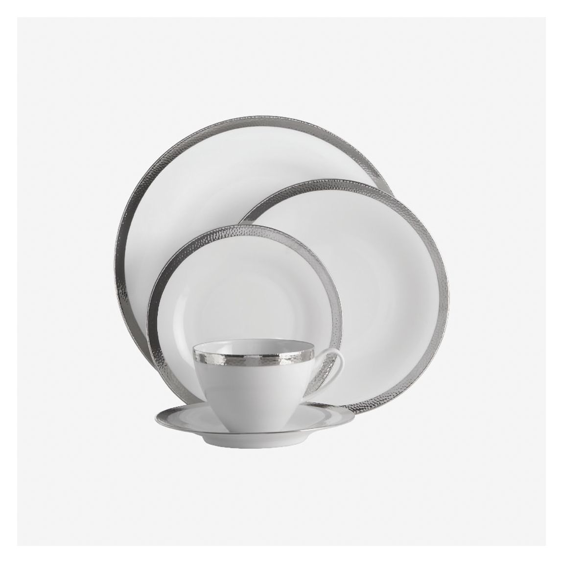 Silversmith Dinner Set in White Porcelain & Platinum Finish main product photo