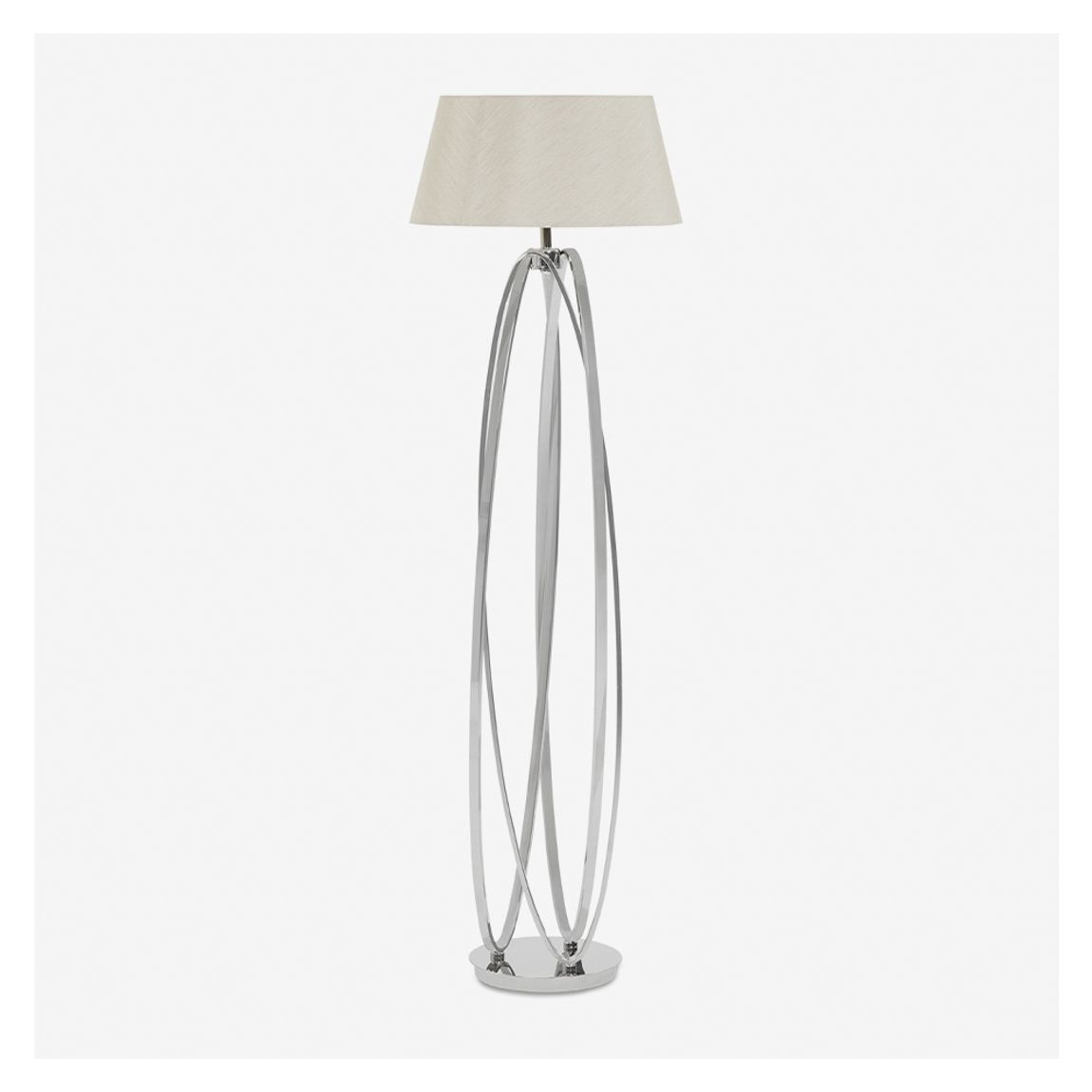 Nura Floor Lamp in Nickel Finish & Beige Shade main product photo