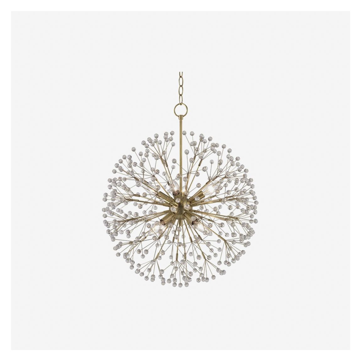 Crowle I Sputnik Chandelier in Aged Brass and Clear Crystals main product photo