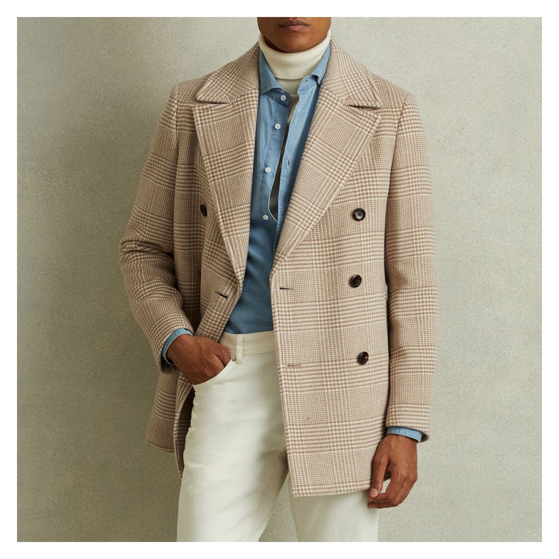 Stone Check Double Breasted Peacoat main product photo