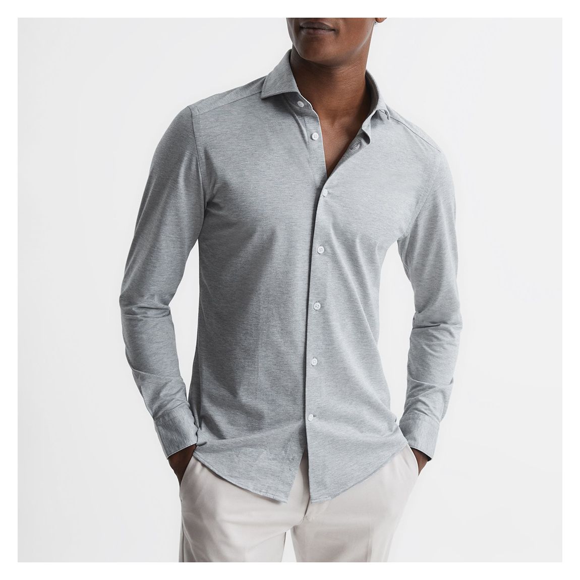 Grey Nate Cotton Blend Jersey Shirt main product photo
