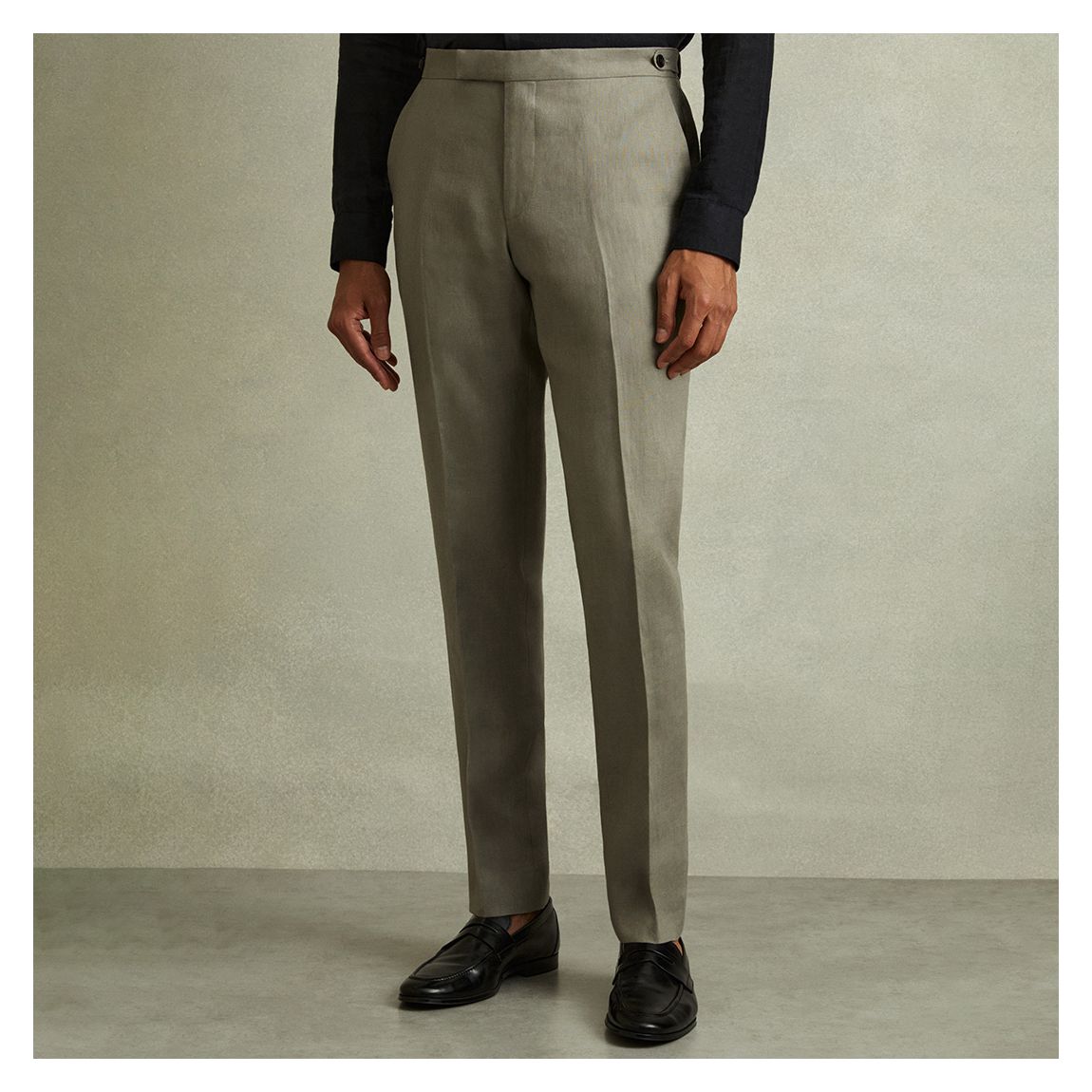 Sage Green Linen Straight Trouser main product photo