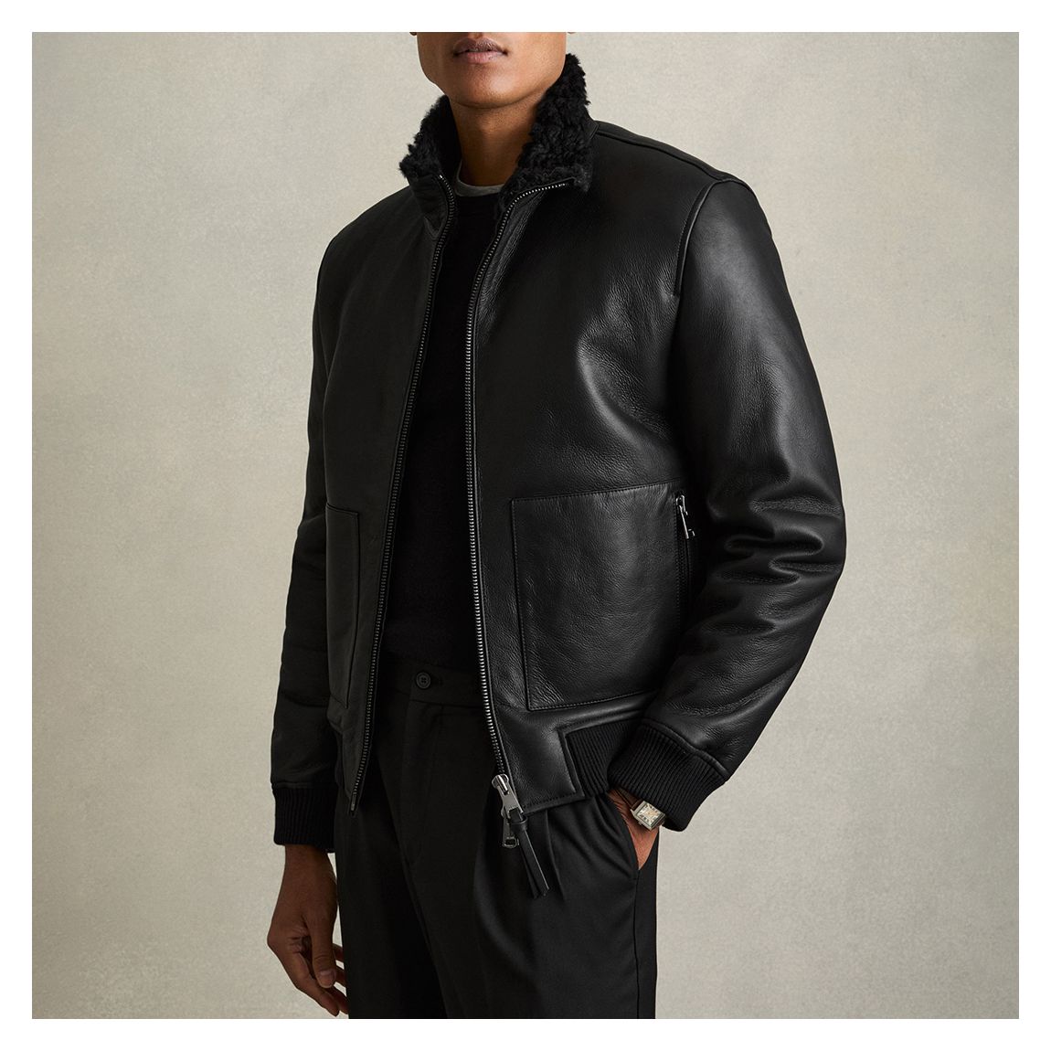 Black Curtis Funnel Zip Through Jacket main product photo