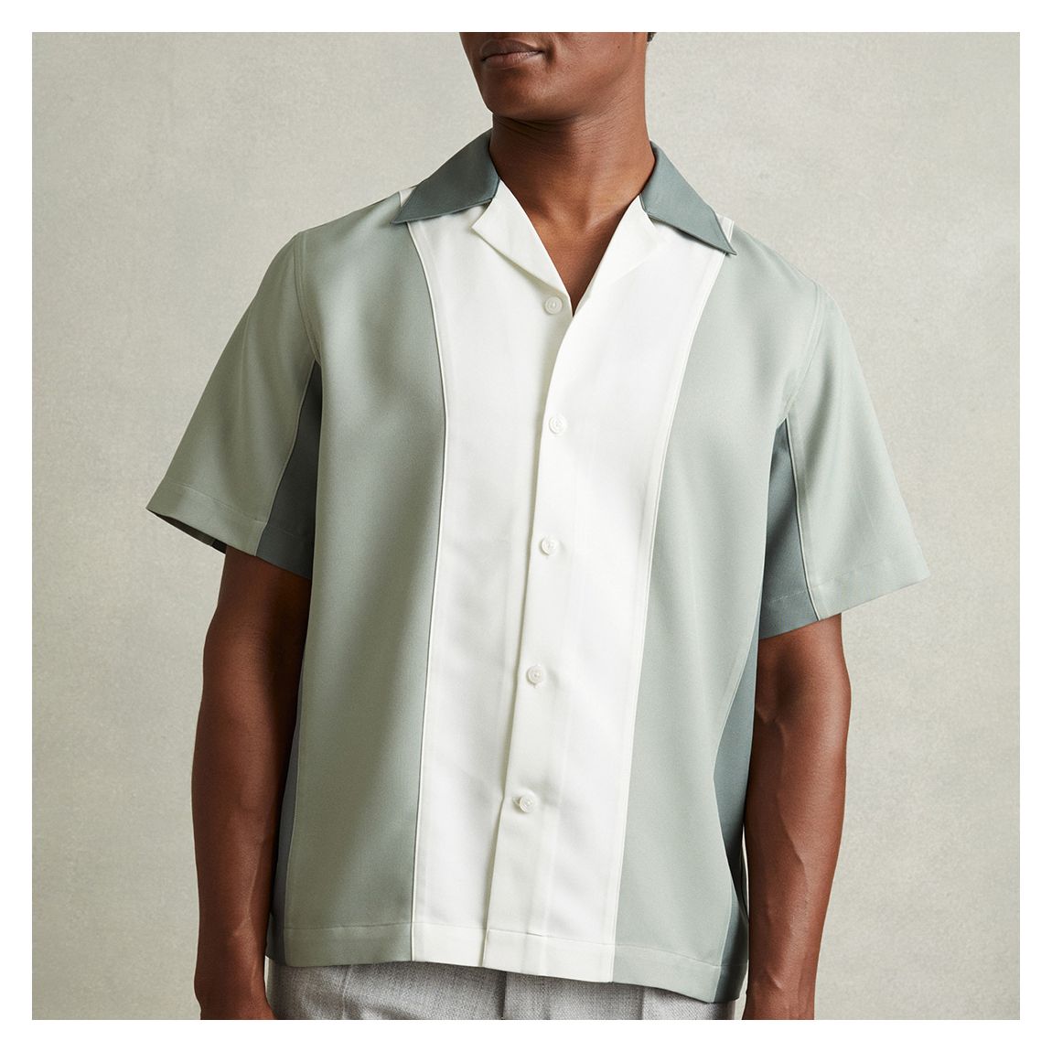 Green/ White Dalorian Colour Block Shirt main product photo