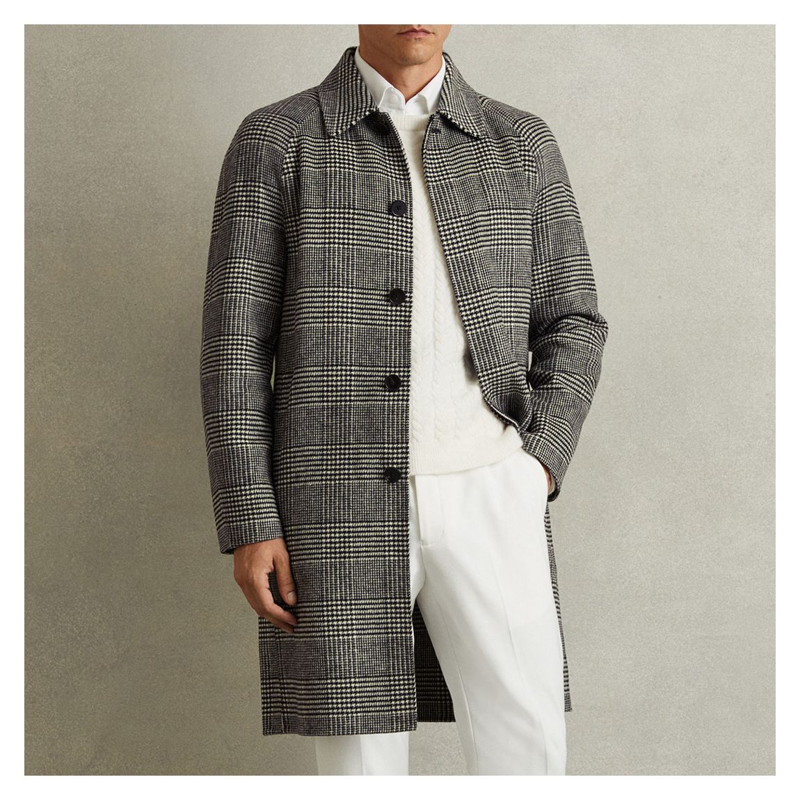 Black Chaplin Checked Wool Blend Coat main product photo