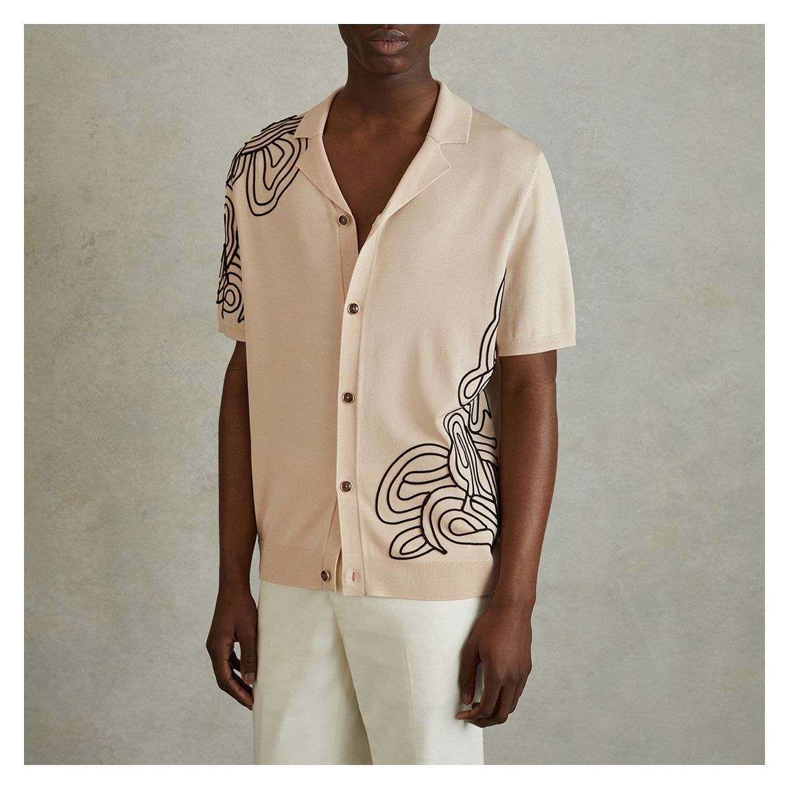 Cream Romance Embroided Jersey Shirt main product photo