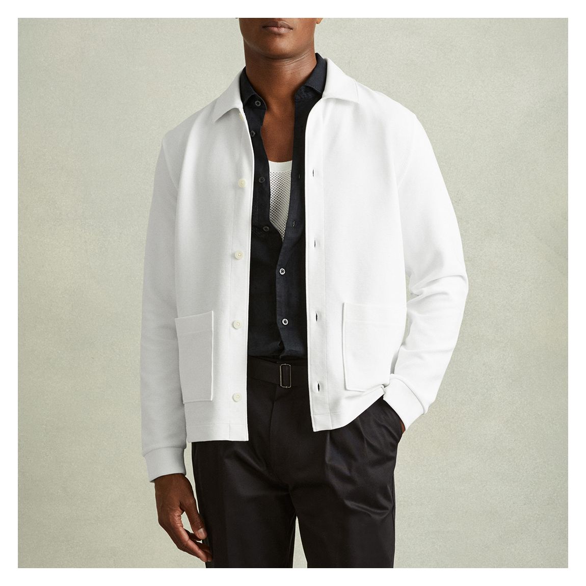 White Flippo Cotton Blend Knitted Overshirt main product photo
