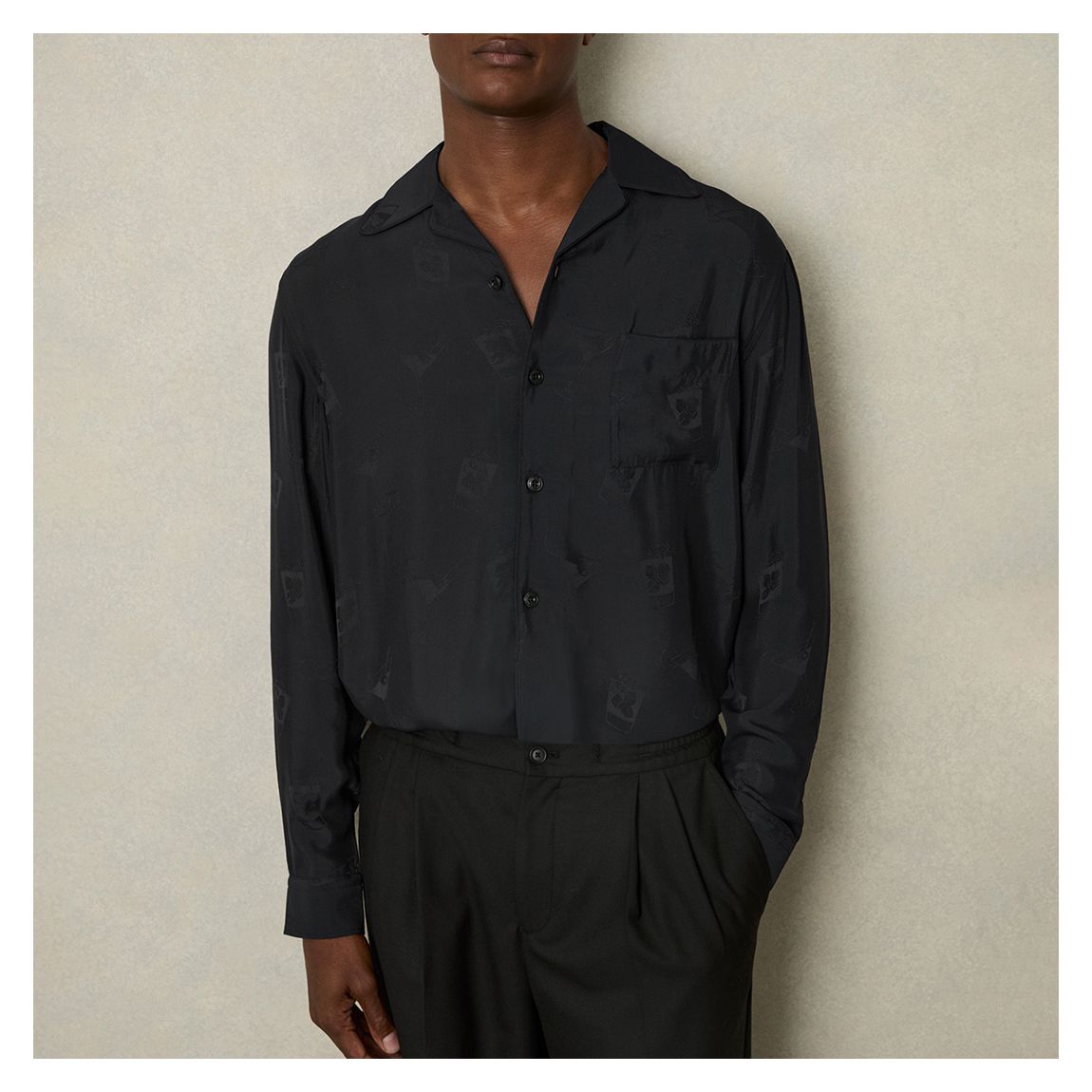 Navy Aperitif Cocktail Jacquard Shirt main product photo
