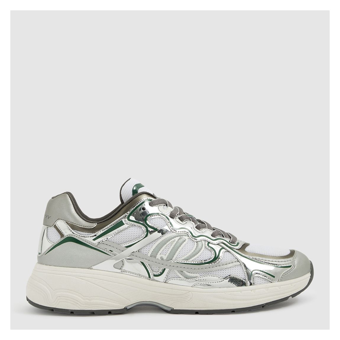 Silver/ Green Volt Overlay Detail Trainers main product photo