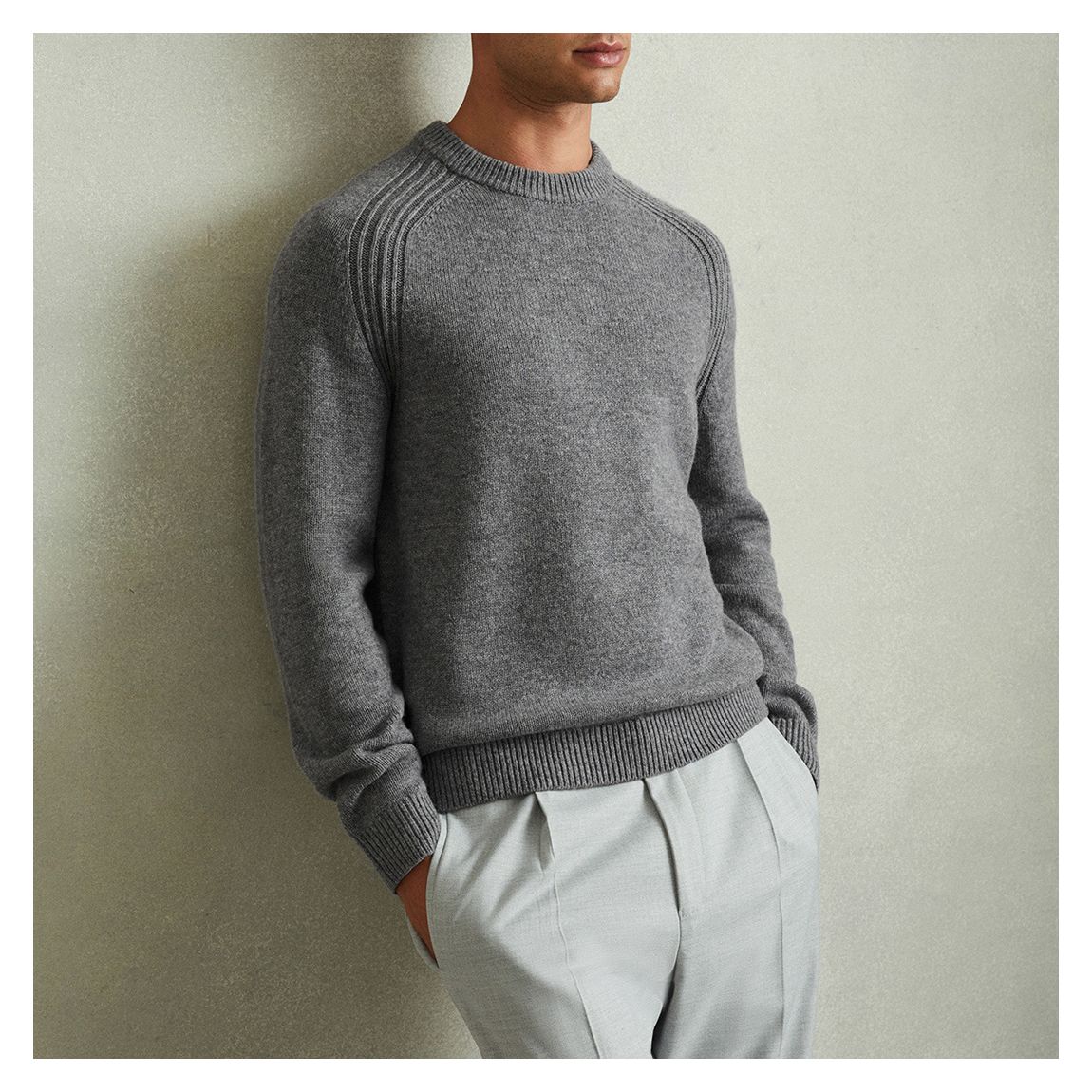 Grey Cloud Seam Detail Wool Blend Jumper main product photo