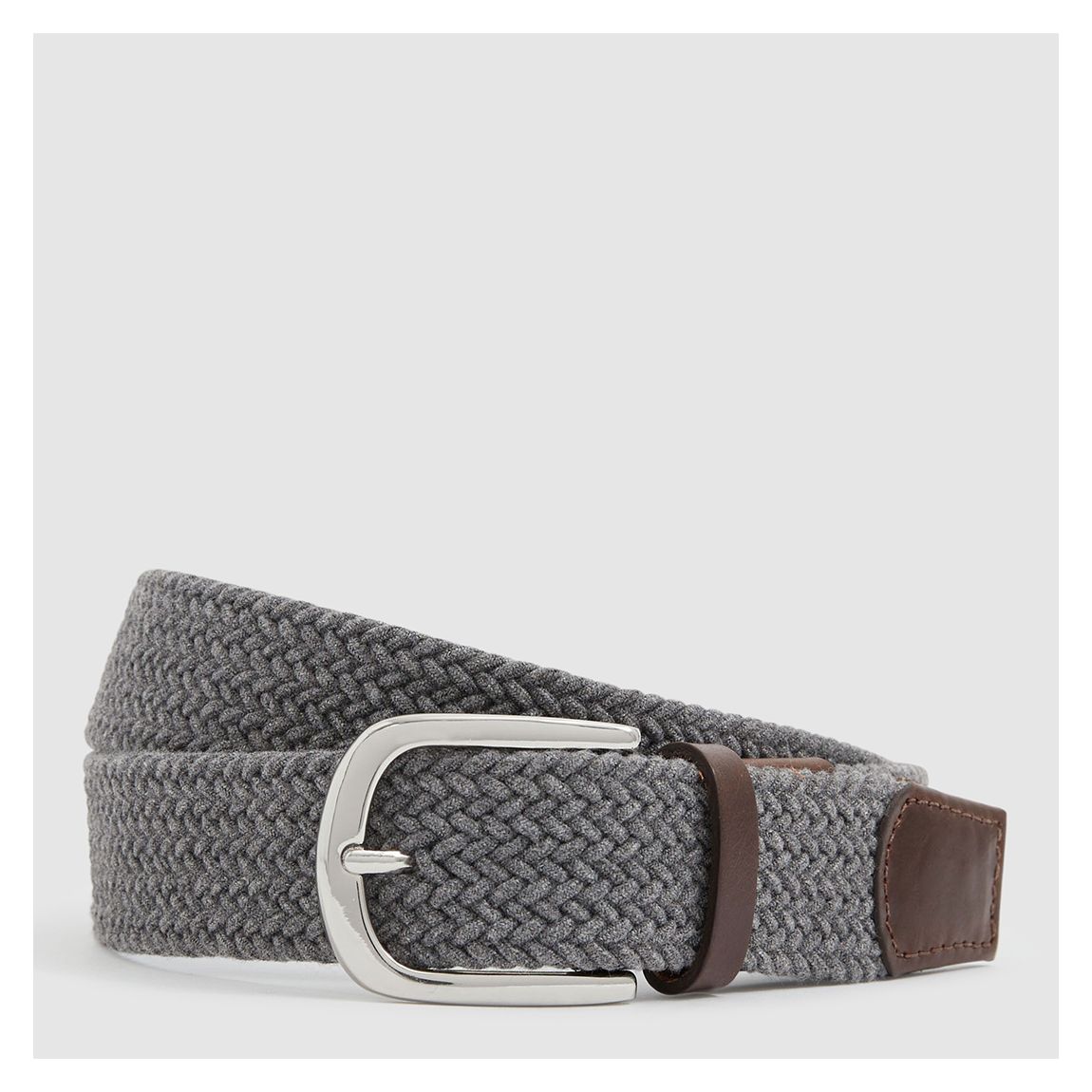 Grey Easton Leather Tipped Woven Belt main product photo